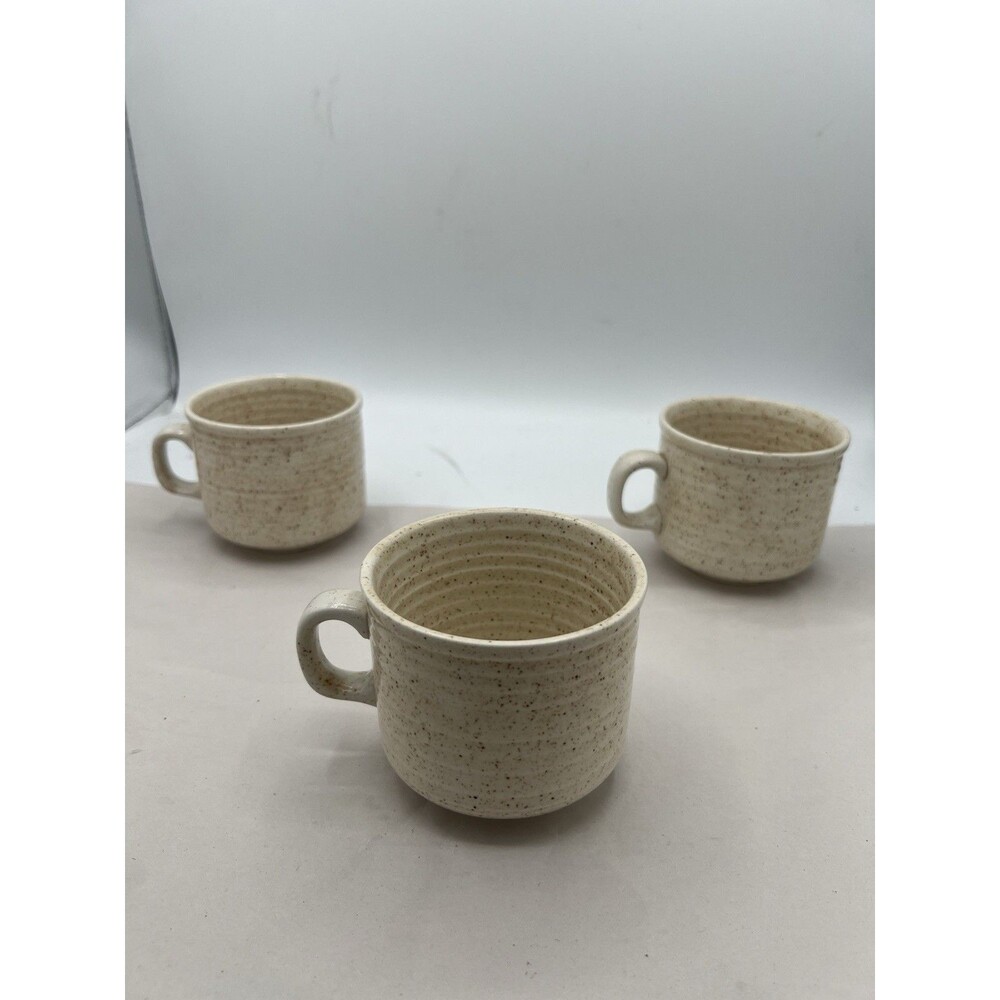 Vintage Churchill England Homespun Speckled Stoneware Mug Set Of 3